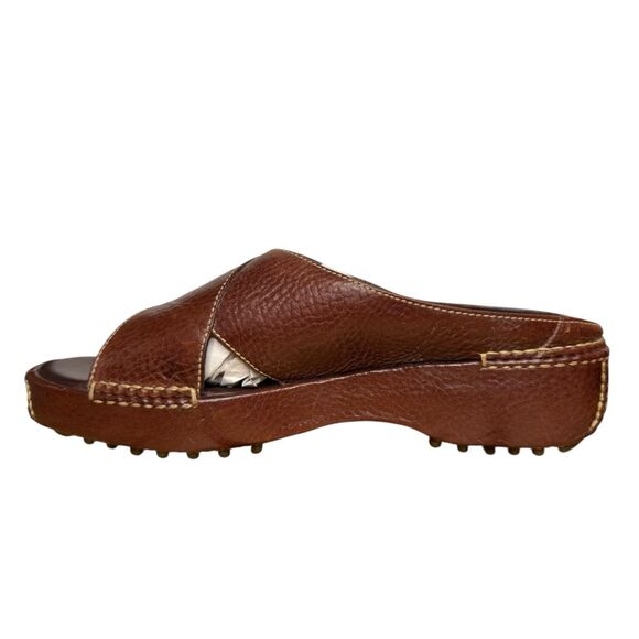 Cole Haan Country Women’s 9 Narrow Platform Sandals Brown Leather Slip On - Picture 4 of 8